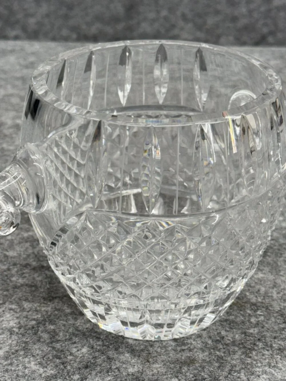 Vintage Ceska Lead Crystal Ice Bucket / Wine Chiller with Integrated Tab Handles